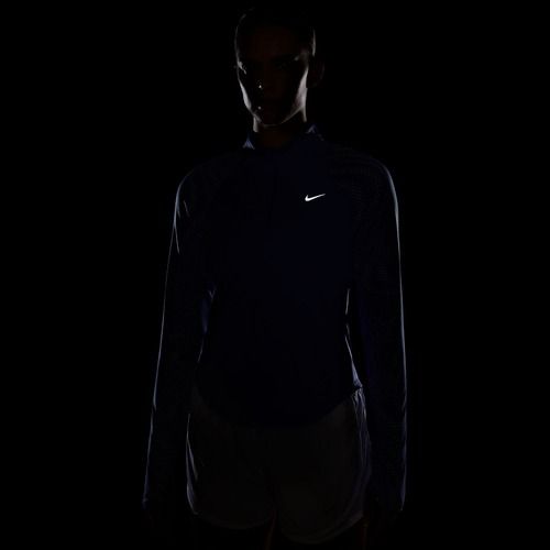 Moteriški bėgimo marškinėliai su ilgomis rankovėmis Nike Tempo Flash Dri-Fit 1/4 Zip sapphire/black/white