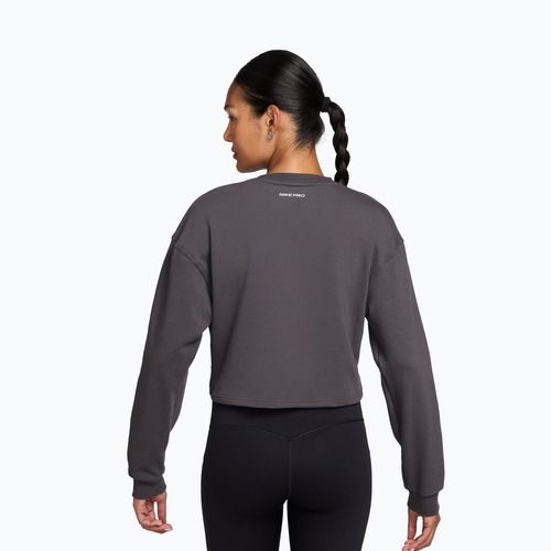 Moteriškas treniruočių džemperis Nike Pro Dri-Fit Crew Neck thunder grey/metallic silver/white