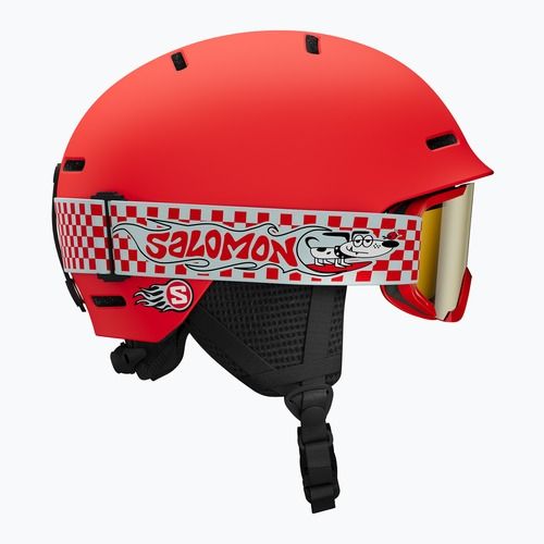 Vaikiškas slidinėjimo šalmas Salomon Player Combo + Slidinėjimo akiniai XV Jr cherry tomato/red silver mirror