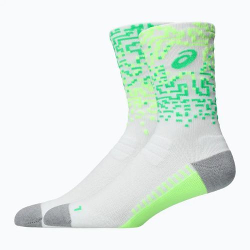 Kojinės ASICS Performance Run Crew brilliant white/illuminating green/vital green
