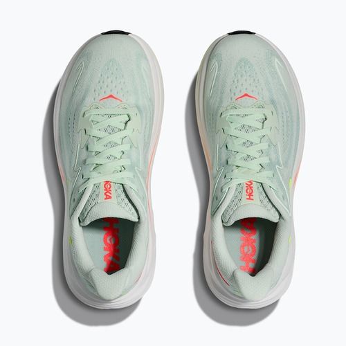 Moteriški bėgimo bateliai HOKA Clifton 10 sea glass/neon flame