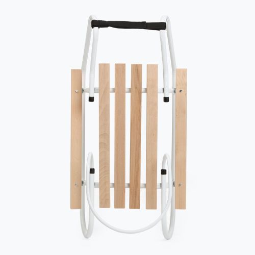 Metalinės rogės HUMBAKA with backrest and footrests white