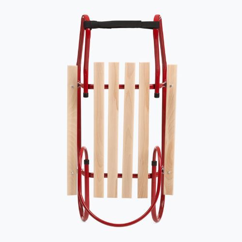 Metalinės rogės HUMBAKA with backrest and footrests red