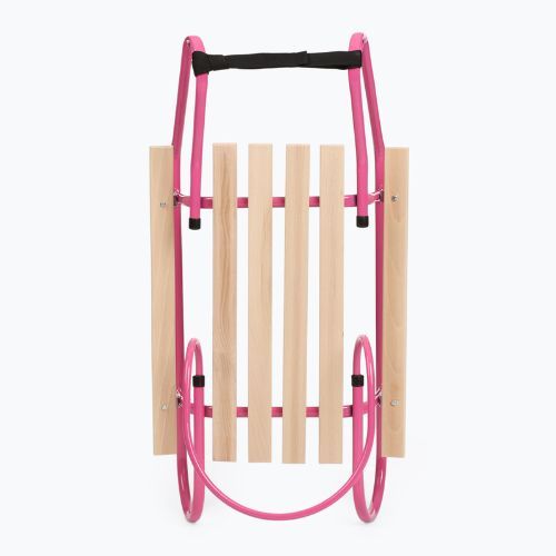 Metalinės rogės HUMBAKA with backrest and footrests pink