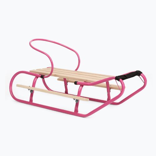 Metalinės rogės HUMBAKA with backrest and footrests pink