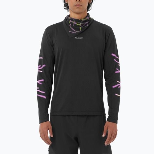 Vyriški bėgimo marškinėliai ilgomis rankovėmis Salomon Shakeout Core deep black