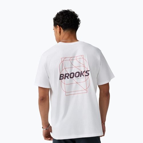 Vyriški bėgimo marškinėliai Brooks Graphic white/burgundy blaze/cosmic