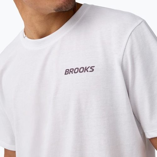 Vyriški bėgimo marškinėliai Brooks Graphic white/burgundy blaze/cosmic