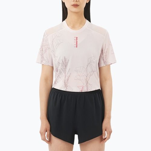 Moteriški bėgimo marškinėliai Salomon S/Lab Ultra Tee Aop lilac ash