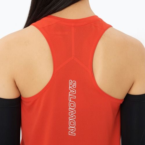 Moteriški bėgimo marškinėliai Salomon Sense Aero Short Tank fiery red
