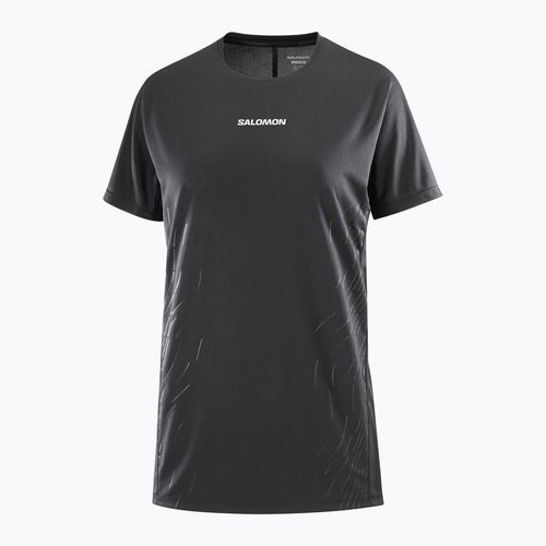 Moteriški bėgimo marškinėliai Salomon Sense Aero SS Tee GFX deep black