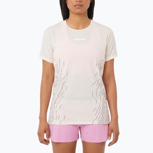 Moteriški bėgimo marškinėliai Salomon Sense Aero SS Tee GFX whisper white