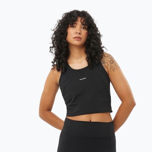 Moteriški bėgimo marškinėliai Salomon SHAKEout Bliss Tanklette deep black