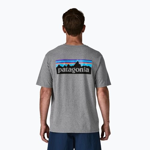 Vyriški marškinėliai Patagonia P-6 Logo Responsibili-Tee gravel heather