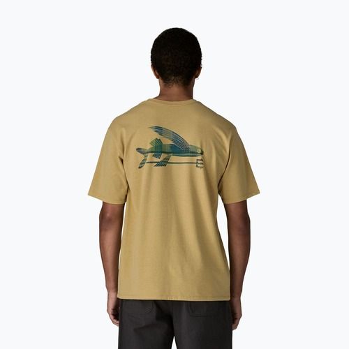 Vyriški marškinėliai Patagonia Flying Fish Responsibili Tee limestone yellow/heritage fitz