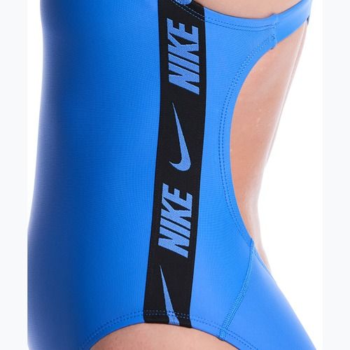 Moteriškas vientisas maudymosi kostiumėlis Nike Logo Tape Fastback blue crystal