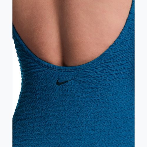 Moteriškas vientisas maudymosi kostiumėlis Nike Shoreline Pucker Scoop Neck black