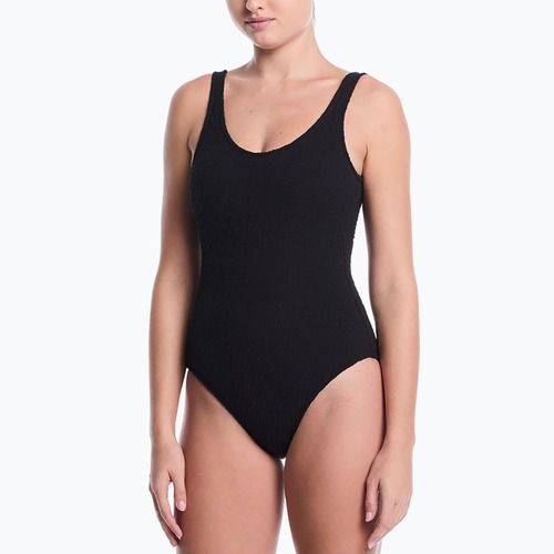 Moteriškas vientisas maudymosi kostiumėlis Nike Shoreline Pucker Scoop Neck black