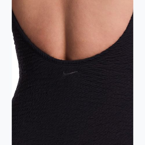 Moteriškas vientisas maudymosi kostiumėlis Nike Shoreline Pucker Scoop Neck black