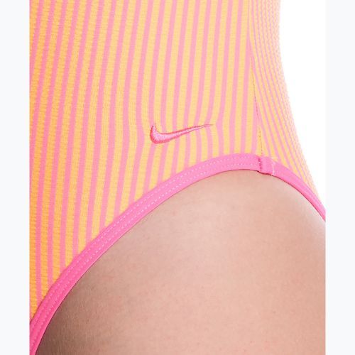 Moteriškas vientisas maudymosi kostiumėlis Nike Ocean Bound Ripple Texture Square Neck pink glow