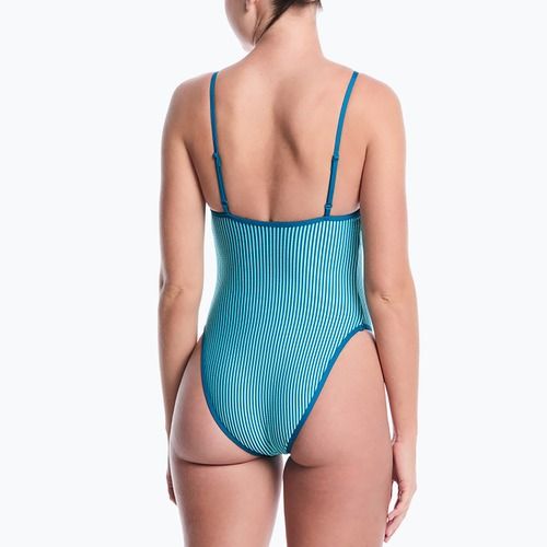 Moteriškas vientisas maudymosi kostiumėlis Nike Ocean Bound Ripple Texture Square Neck bleached turquoise