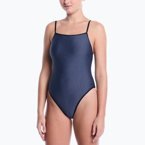 Moteriškas vientisas maudymosi kostiumėlis Nike Ocean Bound Ripple Texture Square Neck slate