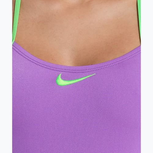 Moteriškas vientisas maudymosi kostiumėlis Nike Hydrastrong Logo Graphic T-Back bright violet