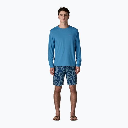 Vyriški marškinėliai ilgomis rankovėmis Patagonia Capilene Cool Daily - Boardshort Logo shore blue/light shore blue x-dye