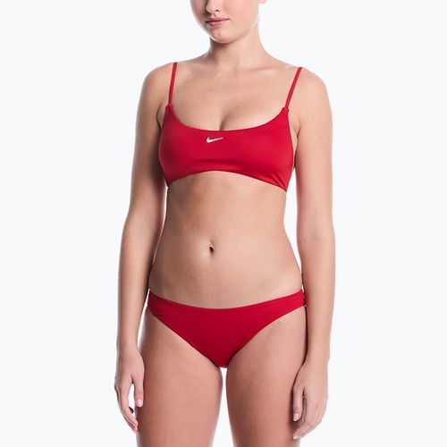 Moteriškas dviejų dalių maudymosi kostiumėlis Nike Essential Bralette Bikini gym red
