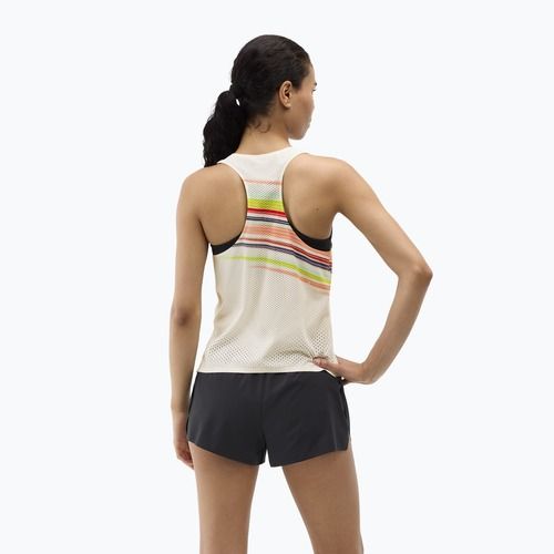 Moteriški bėgimo marškinėliai HOKA Race Day Singlet alabaster flare