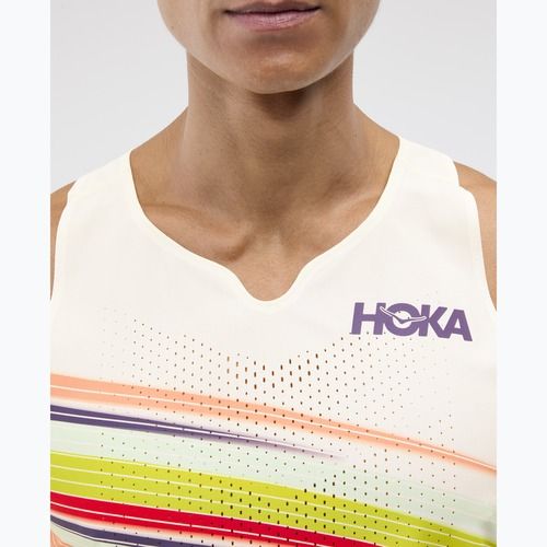 Vyriški bėgimo marškinėliai HOKA Race Day Singlet alabaster flare