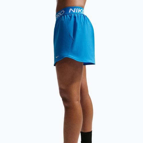 Moteriški treniruočių šortai Nike Pro 2in1 light photo blue/white