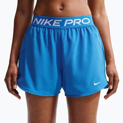 Moteriški treniruočių šortai Nike Pro 2in1 light photo blue/white