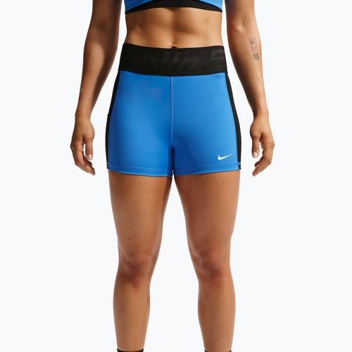 Moteriški treniruočių šortai Nike Pro Sculpt Dri-Fit High-Waisted Biker 5" light photo blue/black/white