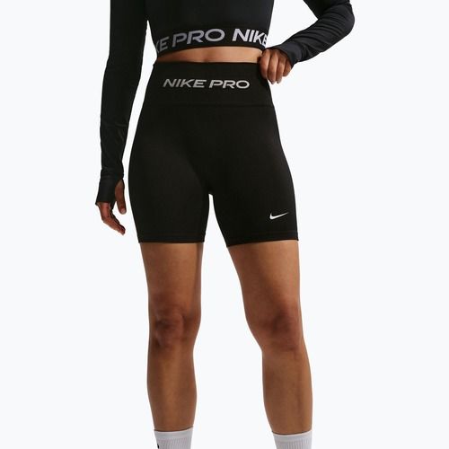 Moteriški treniruočių šortai Nike Pro Seamless High Waisted Biker 5" black/white