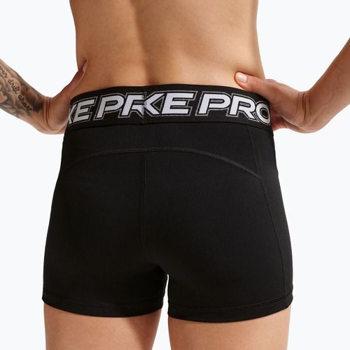 Moteriški treniruočių šortai Nike Pro Mid Rise Biker 3" black/white/metallic silver