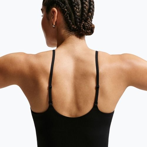 Moteriški treniruočių marškinėliai Nike One Medium Support juoda/balta