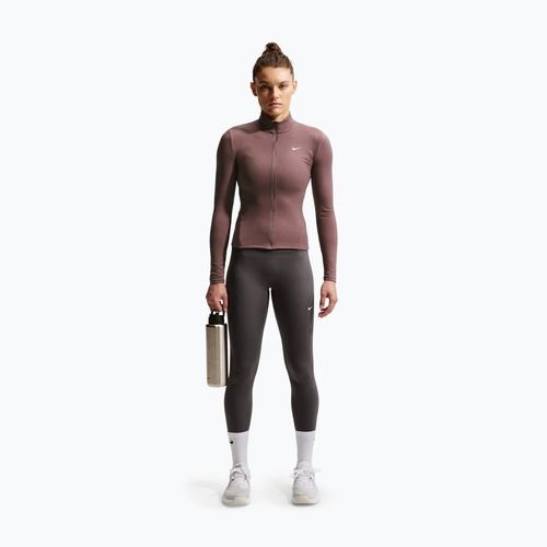 Moteriškas treninginis džemperis Nike One Fitted Dri-Fit Full-Zip burgundy tattoo/white