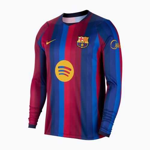 Vyriški futbolo marškinėliai ilgomis rankovėmis Nike FC Barcelona Dri-Fit Stadium Home LS deep garnet/blue void/mineral yellow