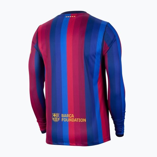 Vyriški futbolo marškinėliai ilgomis rankovėmis Nike FC Barcelona Dri-Fit Stadium Home LS deep garnet/blue void/mineral yellow