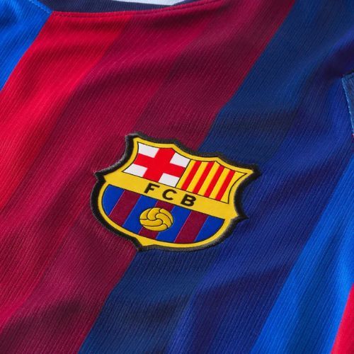 Vyriški futbolo marškinėliai ilgomis rankovėmis Nike FC Barcelona Dri-Fit Stadium Home LS deep garnet/blue void/mineral yellow
