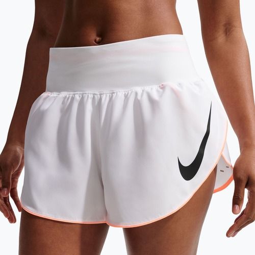 Moteriški bėgimo šortai Nike Tempo Swoosh Dri-Fit Mid-Rise Brief-Lined white/orange pulse/black