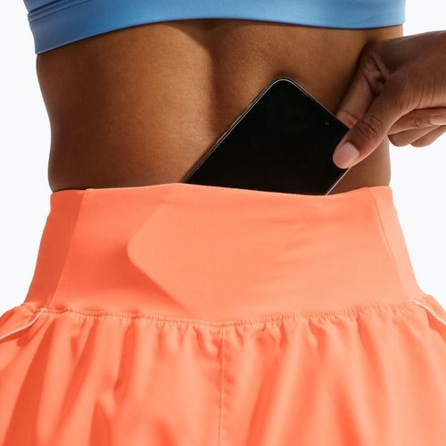 Moteriški bėgimo šortai Nike Tempo Swoosh Dri-Fit Mid-Rise Brief-Lined orange pulse/white