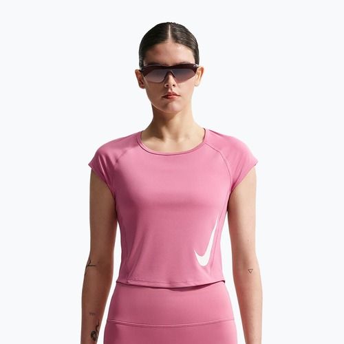 Moteriški bėgimo marškinėliai Nike Swoosh Run Dri-Fit peony/photon dust/white