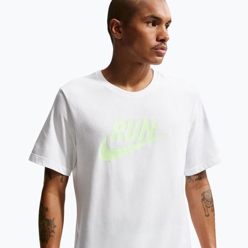 Vyriški bėgimo marškinėliai Nike Dri-Fit Running white/barely volt
