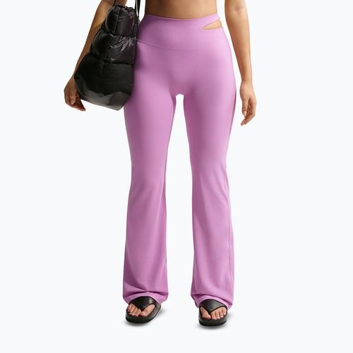 Moteriškos treniruočių kelnės Nike Zenvy High-Waisted Flared light magenta/white