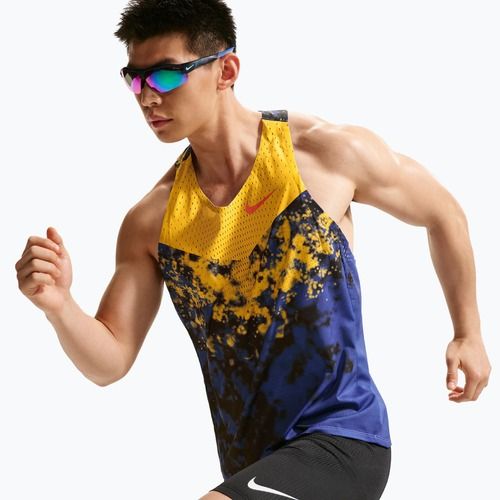 Vyriški bėgimo marškinėliai Nike AeroSwift Dri-Fit ADV Singlet citron pulse/lapis/bright crimson
