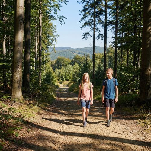 Vaikiški žygio marškinėliai KADVA TrailCore kvėpuojantys tamsiai mėlyni