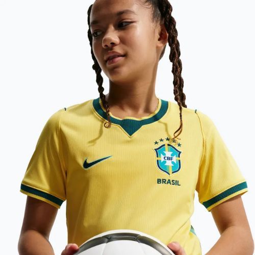 Vaikiški futbolo marškinėliai Nike Brazil 2026 Stadium Home Soccer Replica canary/light menta/geode teal