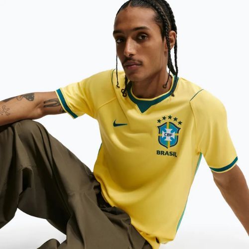 Vyriški futbolo marškinėliai Nike Brazil 2026 Stadium Home Soccer Replica canary/light menta/geode teal